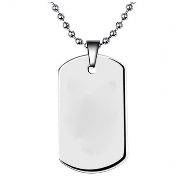 

1pc army id tag badge pet cat dog tag pendant man metal color stainless steel chain necklace charm women jewelry gifts, Silver