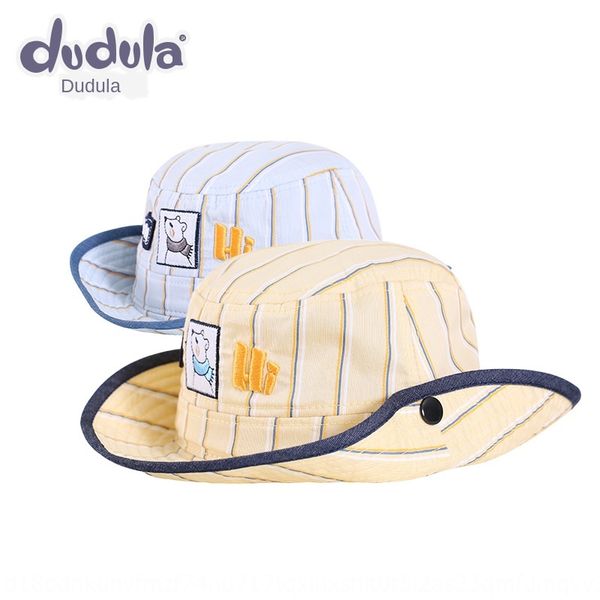 

duduba infants 1-2 years baby cap baby cap old simple fashion cute bear striped summer new flat autumn fisherman's basin hat, Blue;gray