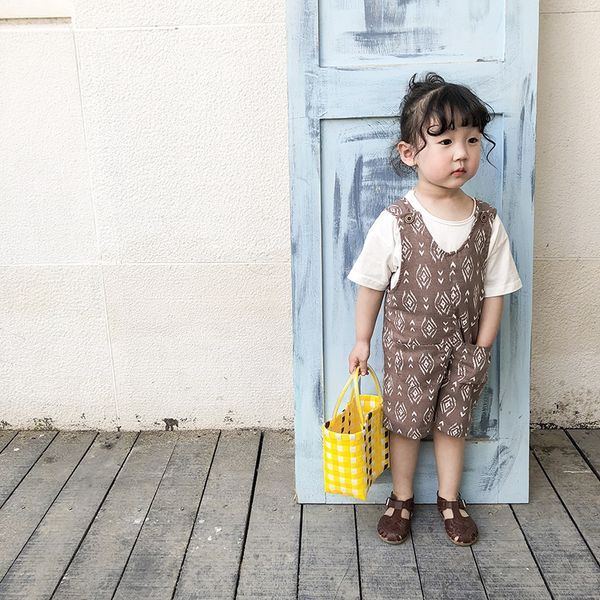 

i5tw2 clothing korean style children's baby pants boys girls children's wear shorts cotton and linen shorts 2020 new conjoined cot, Blue