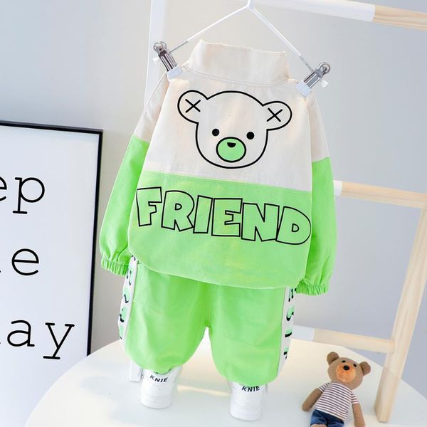 

2020 autumn baby infant clothes suits toddler boys girls clothing sets cartoon letter coat+ pants kids children costume suit, White