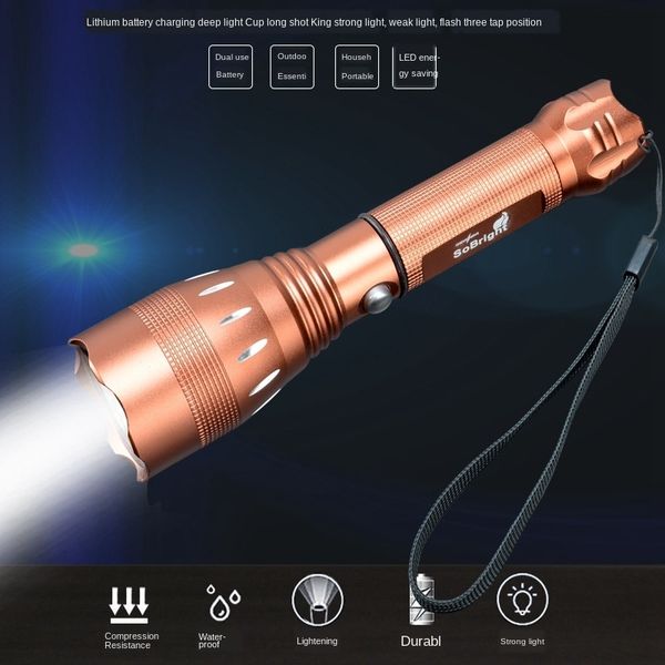 

c9c5g deep cup сильного led вспышки водонепроницаемая езда зарядка набор deep вспышки кубок сильного фонарик светодиодные междугородный водо