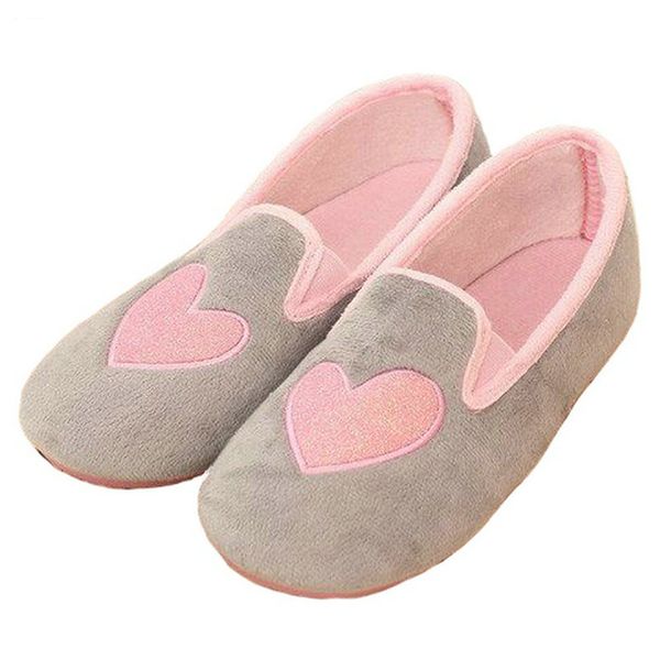 

home furnishing indoor warm shoes women hearts pink/gray grey coral fleece house slippers concise covered heel shoe pantufa, Black