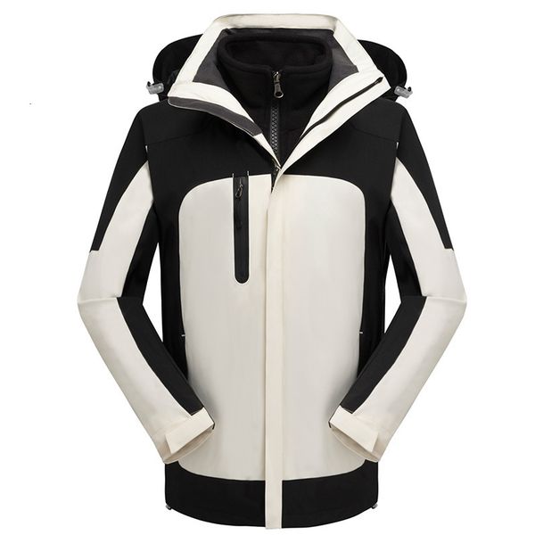 

outdoor tactical zipper reflective strip waterproof detachable two piece charge clothes men women hiking climbing coat, Blue;black