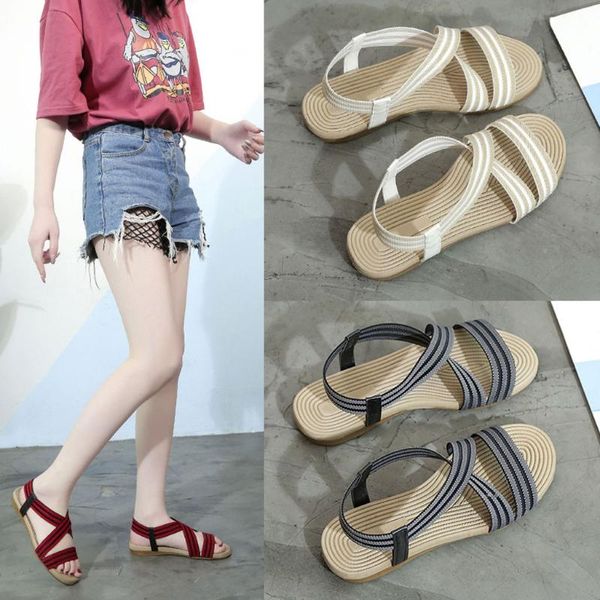 

2020 sandals women'ssummer fashion outdoor large size woven flat sandals non-slip beach shoes platform woutdoor beach, Black