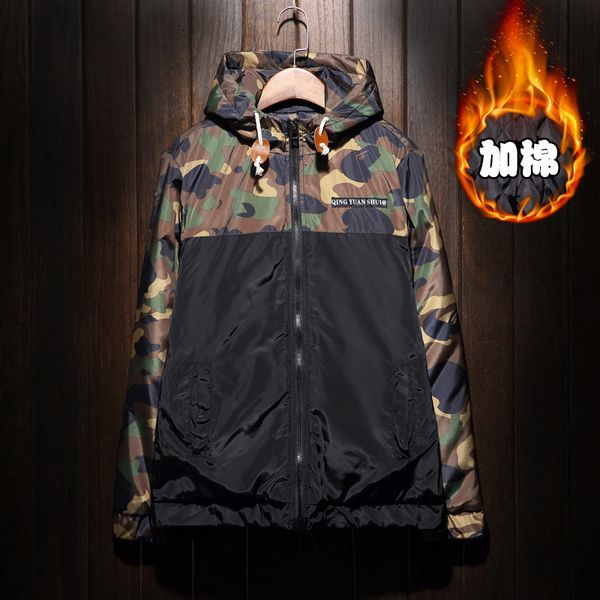 

men's winter thick hooded camouflage jackets new fashion male large size thick warm outerwear & coats jaqueta jackets, Black;brown