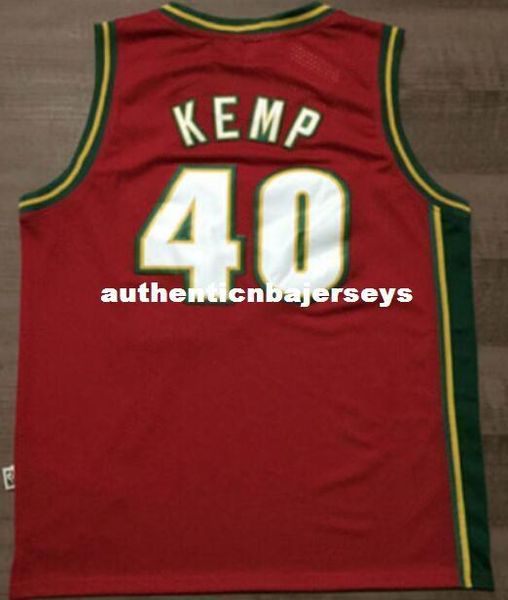 

#40 shawn kemp jersey mitchell & ness retro mens stitched white green red basketball jerseys xs-5xl ncaa, Gray