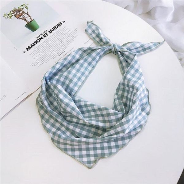 

cycling caps & masks cotton linen plaid triangular binder women's all-match scarf small neckerchief printed spring, autumn and winter s, Black
