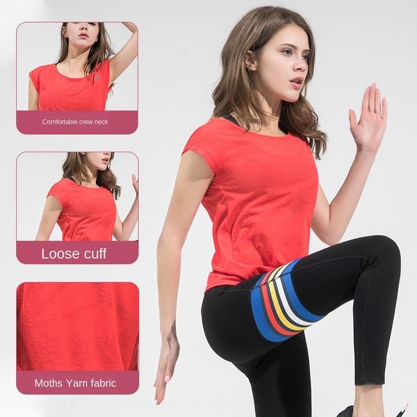 

fitness t-shirt sports blouse vest fitness yoga loose vest sports half sleeve women's t-shirt wide summer, White;red