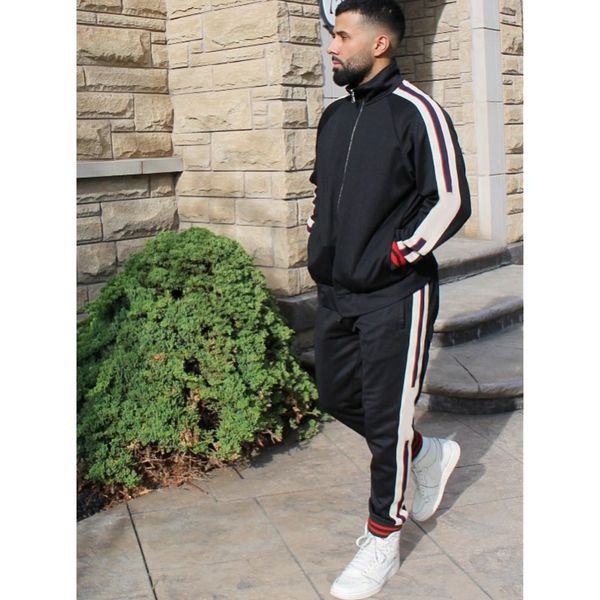 

mens designer tracksuits fashion letters string jacket & sweatpants casual zipper two pieces outfits for boy hiphop streetwear 4 colors, Gray