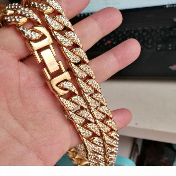 

k heavy 24k solid gold plated miami cuban link exaggerated shiny full rhinestone necklace hip hop bling jewelry hipster men curb chain, Silver