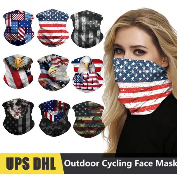 

US Flag Scarf Bandanas Independence Day Neck Masks Magic Motorcycle Bicycle Half Face Mask Headband Multi Bicycle Fishing Scarf Bandanas