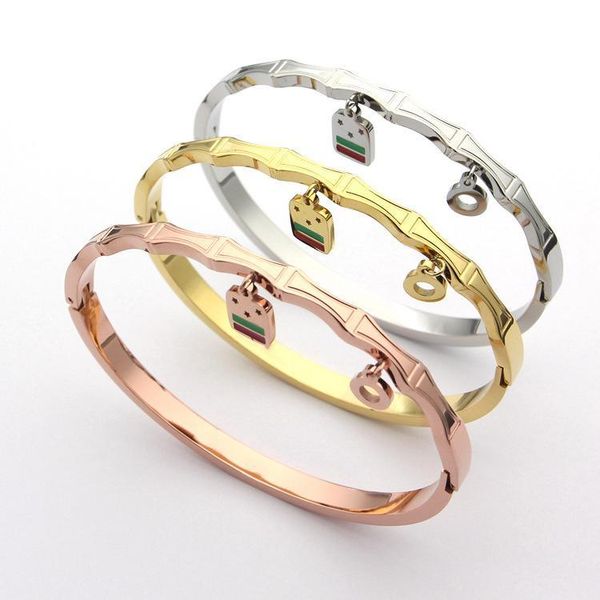 

2020 designer's fashion style g letter bamboo hanging accessories black drop oil bracelet rose gold lady bracelet