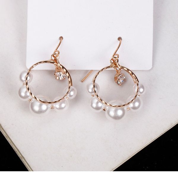 

2020 new super fairy circle pearl earrings womens korean temperament dongdaemun personality stud earrings net red-style earrings, Golden