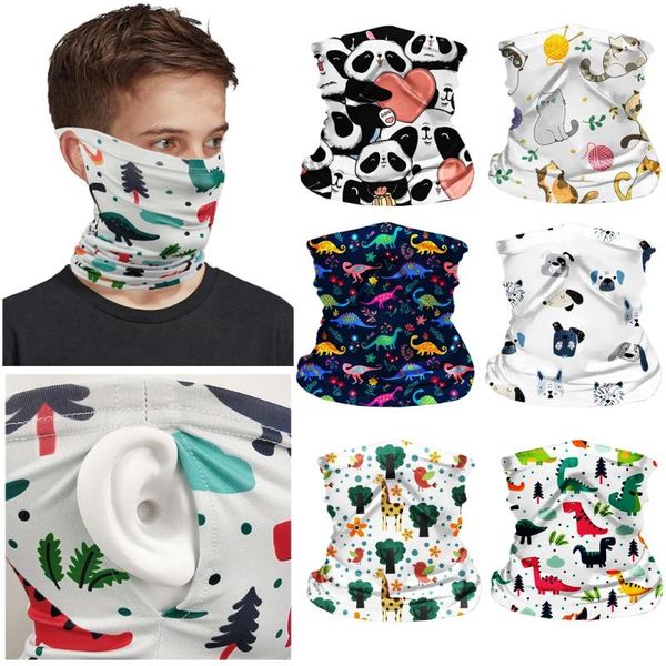 

kids hanging ear head face scarf elastic gaiter tube dustproof bandana half faces scarves outdoor cycling accessories, Black