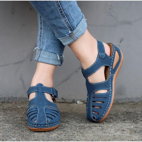 

summer shoes women sandals buckle ladies retro sewing hollow out woman flat shoes platform comfort zapatos muje, Black