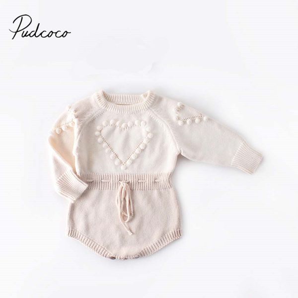 

2019 baby autumn winter clothing newborn infant baby girls boy knitted bodysuits heart sweater jumpsuits warm elastic band, Blue