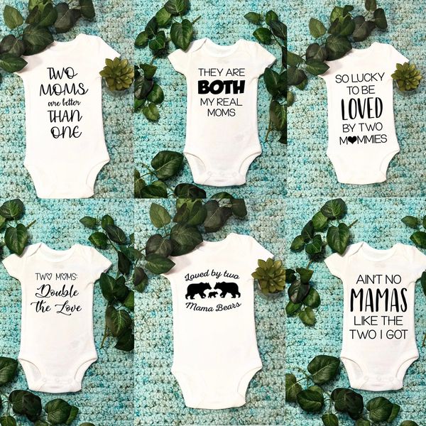 

лесбийская bodysuit две мамы лучше, чем один lgbt младенца outfit baby shower подарков лето с коротким рукавом мода onesie легкий костюм с ш, Blue