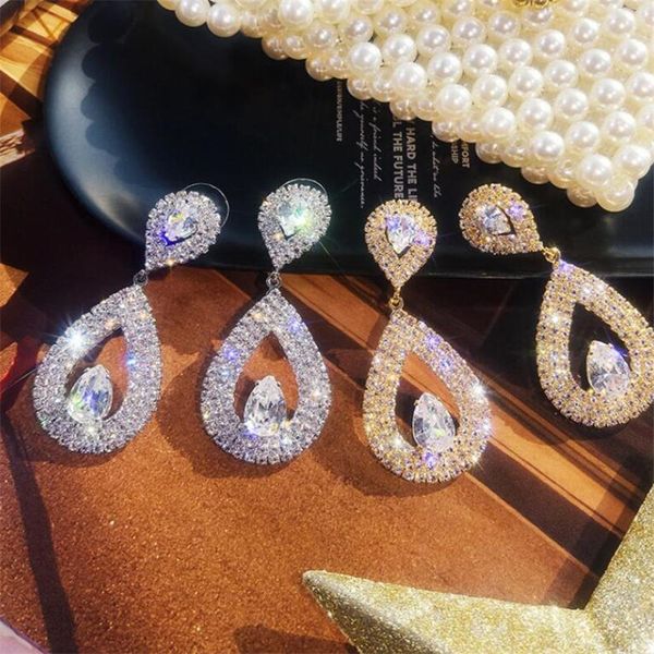 

new style women earrings gold and silver drop dangle earrings vintage diamond earing with crystal bridal wedding jewelry earring
