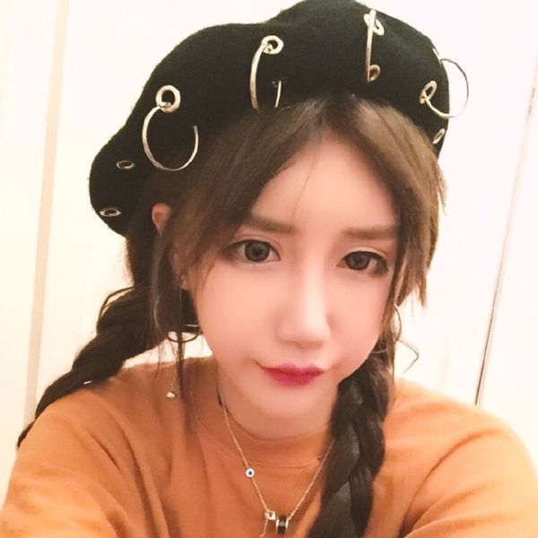 

korean style british personalized solid color woolen iron beret ring beret ring painter hat baked cake hat fashion, Blue;gray