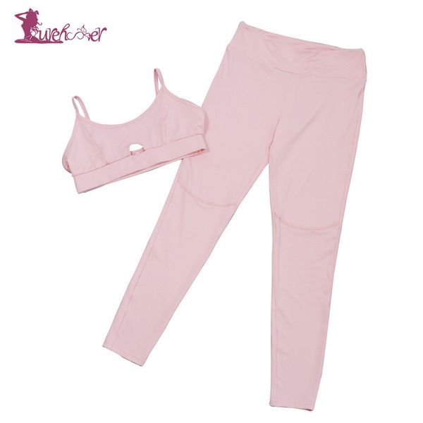 

lurehooker women pink yoga set solid hollow sports yoga clothes fitness suit for womens clothing gym running tight sets ct10, White;red