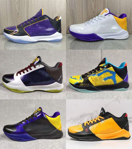 

mens zoom mamba 5 v protro laker bruce lee 5s basketball shoes chaos dark knight purple de black sport sneakers shoes
