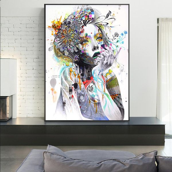 

девушка с цветами аннотация холсте печать девушка с бабочкой современные настенные плакаты pop art pictures для living room cuadros