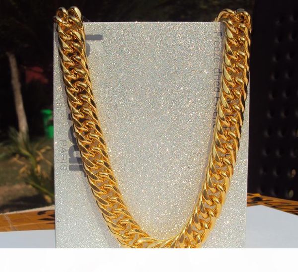 

big miami cuban link necklace thick about 25mil real solid gold finish thick chain 24" 11mm have tracking number, Silver
