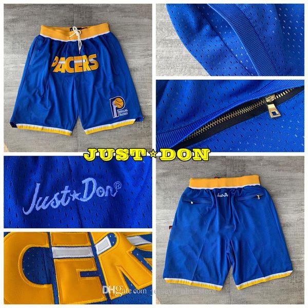 

mens just don pocket basketball shorts retro stitched blue pocket indiana pacers shorts lining mesh sports pocket sweatpants, Black;red