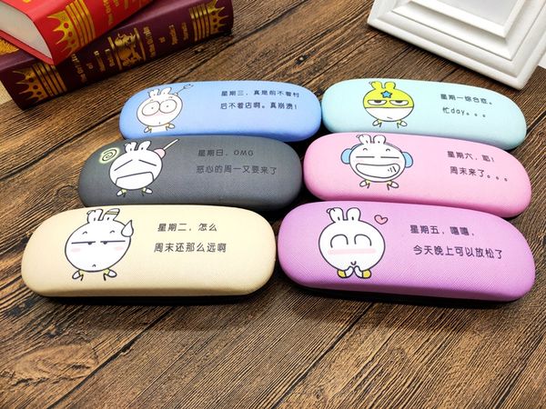 

new fashion case case myopia cartoon cartoon printing student myopia glasses box optical presbyopic glasses box, Blue