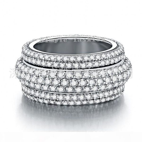 

мода ювелирные изделия ручной работы 7 рядов 300pcs очистить 5a циркон камень серебро 925 женщин engagement обручальное кольцо sz 5-11, Slivery;golden