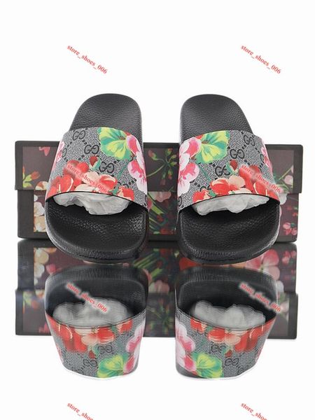

2020 xshfbcl progettista rubber slides sandal blooms green red white strawberry fashion mens womens shoes beach flip flops flower ggslippers, Black;red