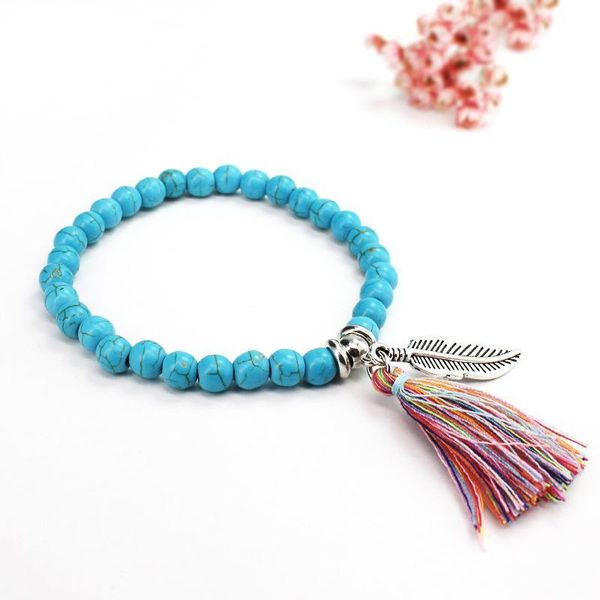 

4 color tassel turquoise beads bracelet bangle leaves tassel pendant bead leaf tassel bracelet women charms fashion jewelry dhl d207s, Golden;silver