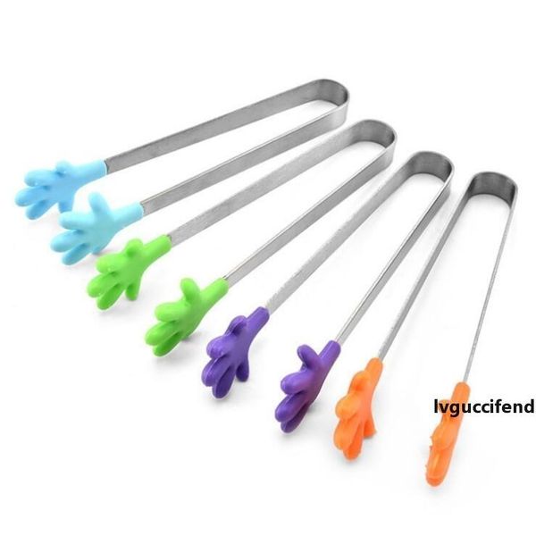 

mini food clip stainless steel non-slip 3d silicone hand shape food clip ice cake cute clip wy417