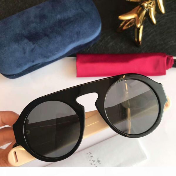 

очки 0256s круглый очки черный кот серый 0256 gafas де золь мужской дизайнер солнцезащитные очки новые с коробкой, White;black