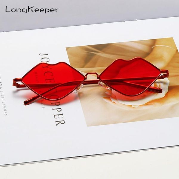

longkeeper small frame sunglasses women brand designer red lips shape sun glasses vintage punk ladies eyeglasses uv400, White;black