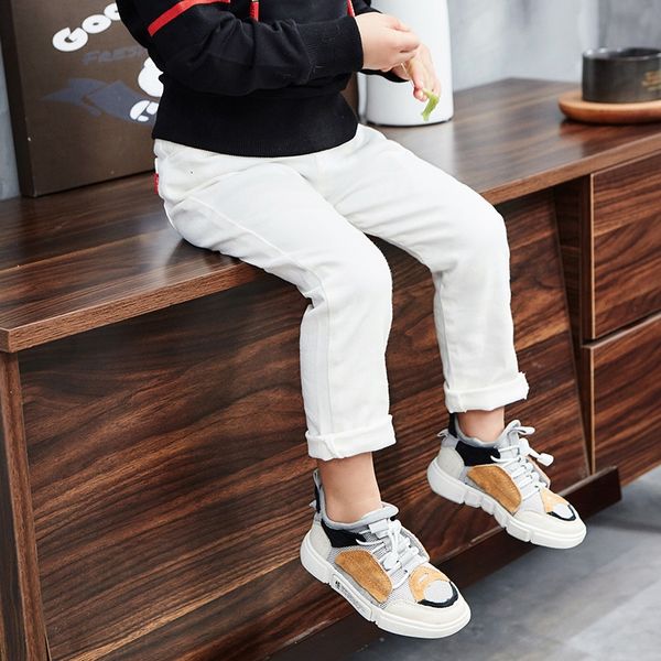 

boys jeans pants panty ' jeans autumn 2019 new clothing with small feet slim-fit children's western style trendy children's p, Blue