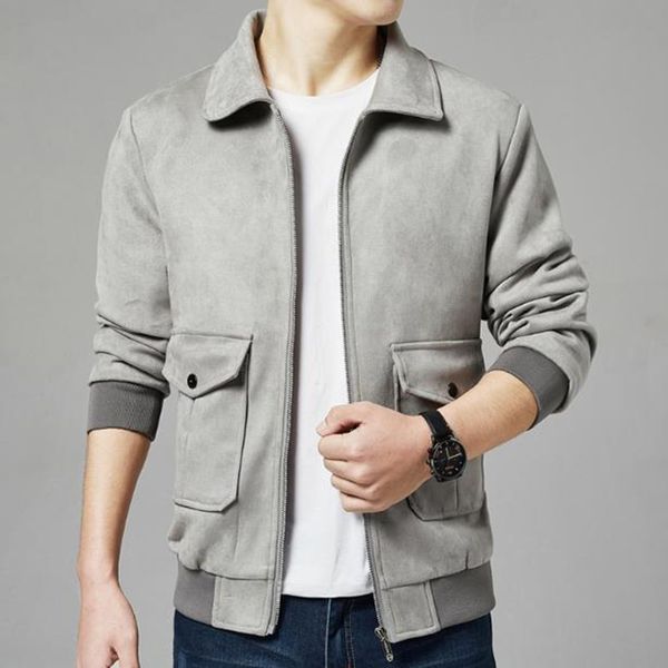 

men's suede fabric jackets spring autumn fashion jacket mens pu fur coat new arrival men male casual outer plus size outerwear, Black