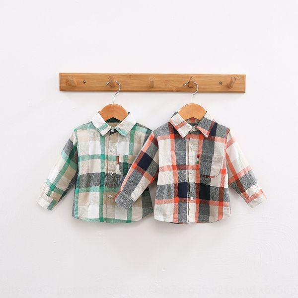 

2020 korean new style plaid men's season long sleeve children's children's fashion baby's men's shirt shirt, White;black