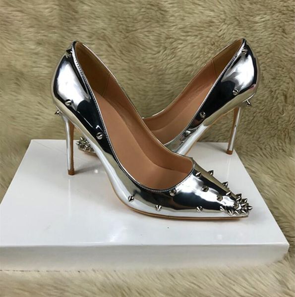 

pointed toe rivet shoes women wedding bride high heels rivet decoration beautiful pumps ladies heels ing, Black