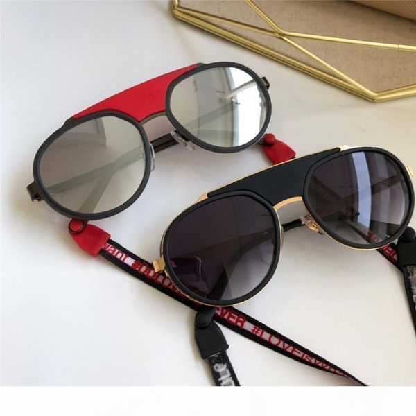 

y new fashion women luxury designer sunglasses 2210 round retro frame with rope color coated lens avant -garde pop style uv400 lens top, White;black