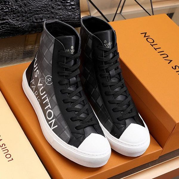

new casual mens shoes luxury trainer fashion flats sneakers footwear platform zapatos de hombre with origin box tattoo sneaker boot mens, Black