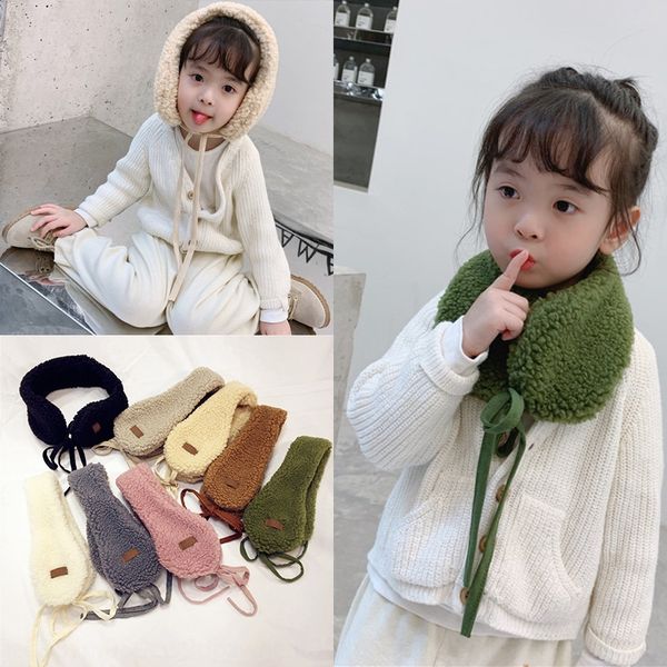 

0rxgu korean style winter men's and warm women's and children's scarf solid color plush baby earmuffs warm children's ti, Red;brown