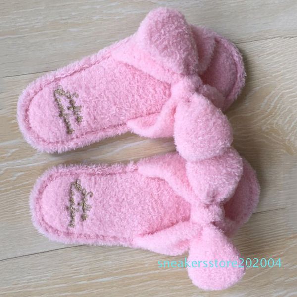 

2020 new couple winter slippers home cute bow women plush soft slippers indoors coral velvet non slip silent fish mouth s04, Black