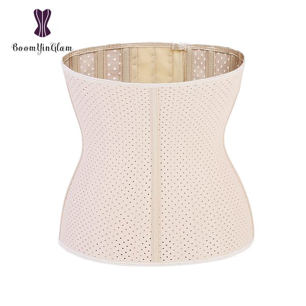 

breathable 3 hooks 25 steel bone corset waist cincher shaper slim modeling strap women sportwear latex waist trainer 948# cx200724