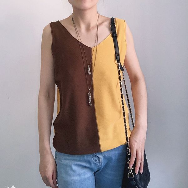 

2020 cotton v-neck base small sling female stitching personalized slim vest can be worn before and after camisole vest vest, Camo