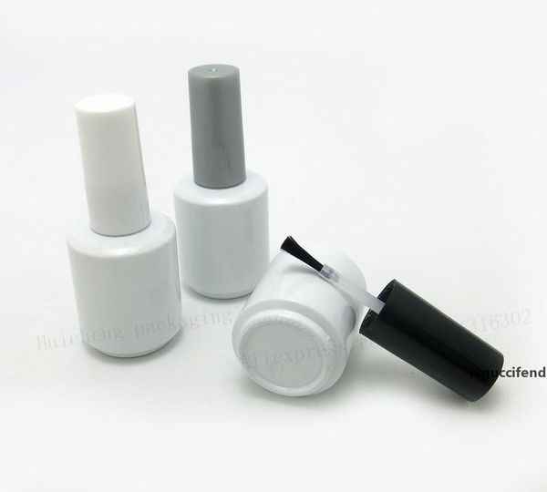 

wholesale- 300 x 15ml empty white glass nail polish bottle with white black cap 1/2oz glass container