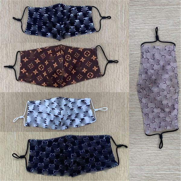 

5 colors designer masks washable luxury face mask women ladies sports cycling letters print cartoon mouth cover silk fabric thin mask d72302, Blue