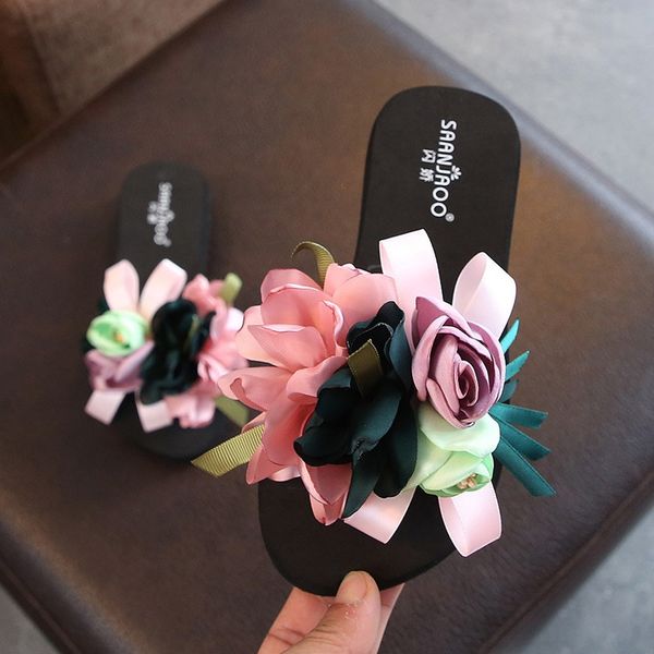 

miss waterwheel children' fashionable new and slippers sandals flat bottom cute girl parent-child sandals women' slippers, Black;grey