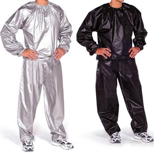 

men and women pvc fitness clothes sports sweating sauna clothes slimming suit steamed large size thickening suit l-5xl, Gray
