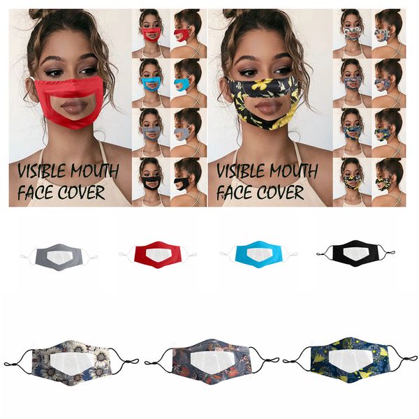 

lip clear mask visible mouth face cover anti-fog transparent mask soft pet printing mask solid-color outdoor dustproof masks ffa4246